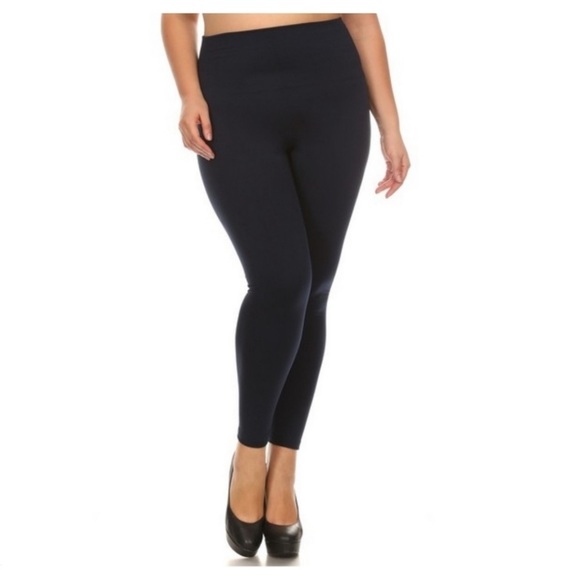 NEW Yelete Insulated Fleece Lined Stretch Seamless Slim Leggings Navy One Size - Picture 7 of 16